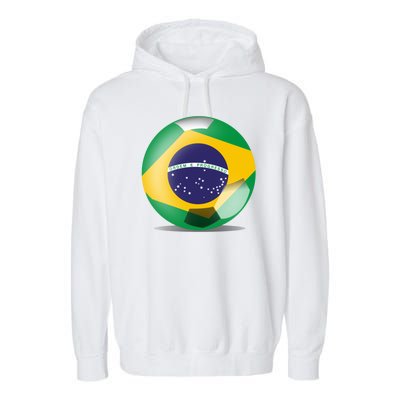 Soccer Ball Country Flag Brazil Garment-Dyed Fleece Hoodie