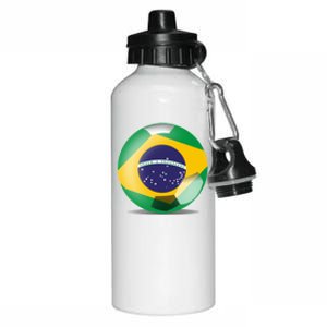 Soccer Ball Country Flag Brazil Aluminum Water Bottle