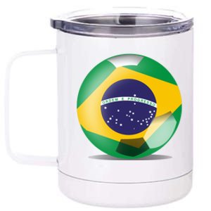 Soccer Ball Country Flag Brazil 12 oz Stainless Steel Tumbler Cup