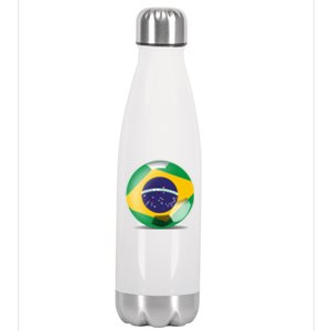 Soccer Ball Country Flag Brazil Stainless Steel Insulated Water Bottle