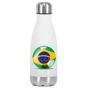 Soccer Ball Country Flag Brazil Stainless Steel Insulated Water Bottle