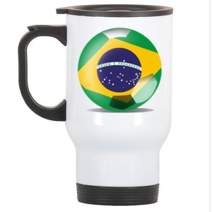 Soccer Ball Country Flag Brazil Stainless Steel Travel Mug