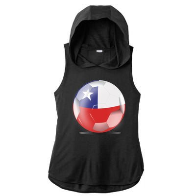 Soccer Ball Country Flag Chile Ladies PosiCharge Tri-Blend Wicking Draft Hoodie Tank