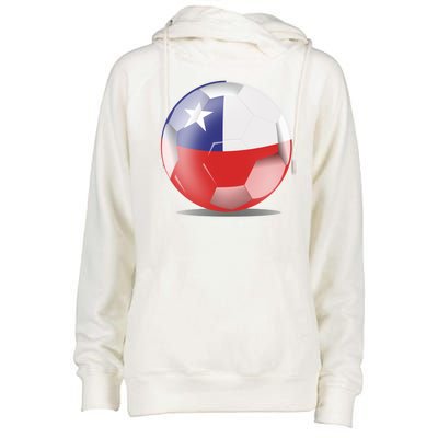 Soccer Ball Country Flag Chile Womens Funnel Neck Pullover Hood