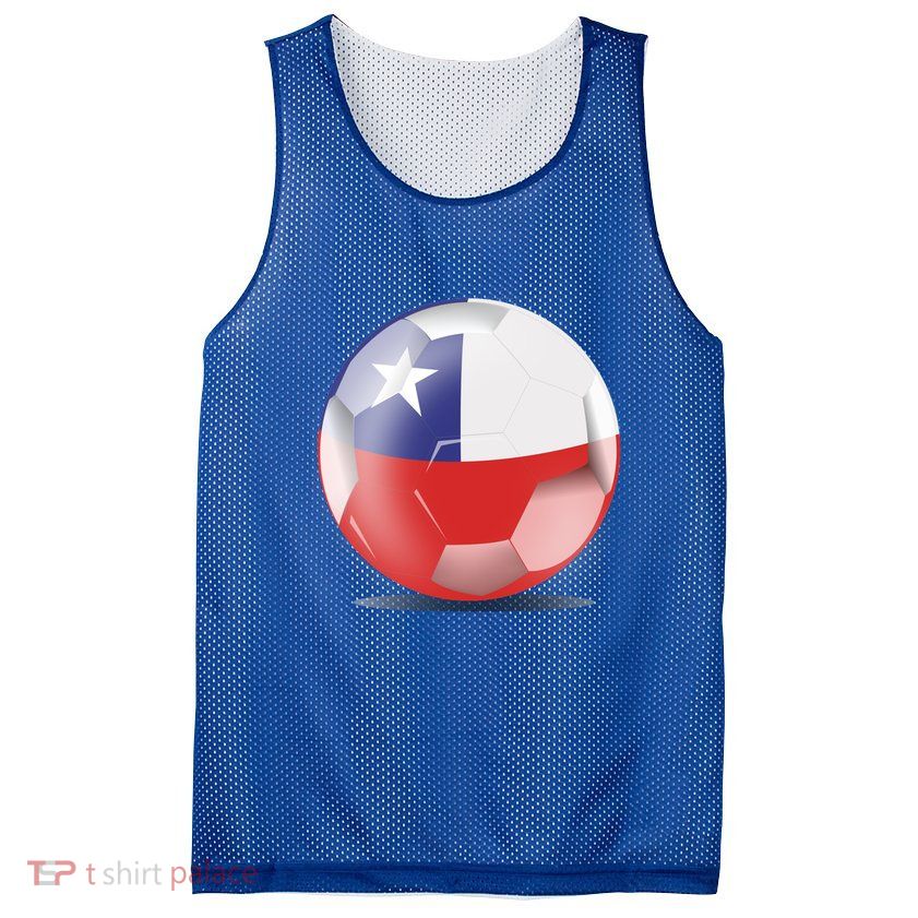 Soccer Ball Country Flag Chile Mesh Reversible Basketball Jersey Tank
