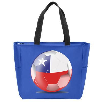 Soccer Ball Country Flag Chile Zip Tote Bag