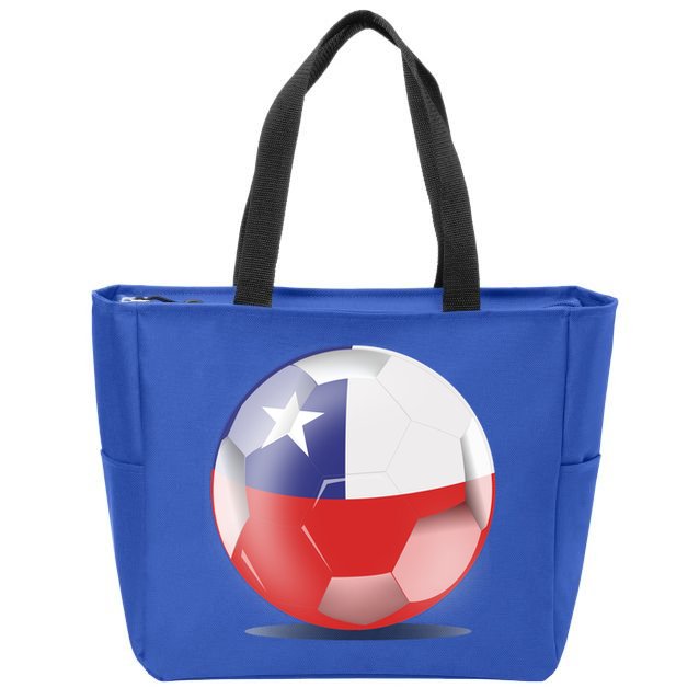 Soccer Ball Country Flag Chile Zip Tote Bag