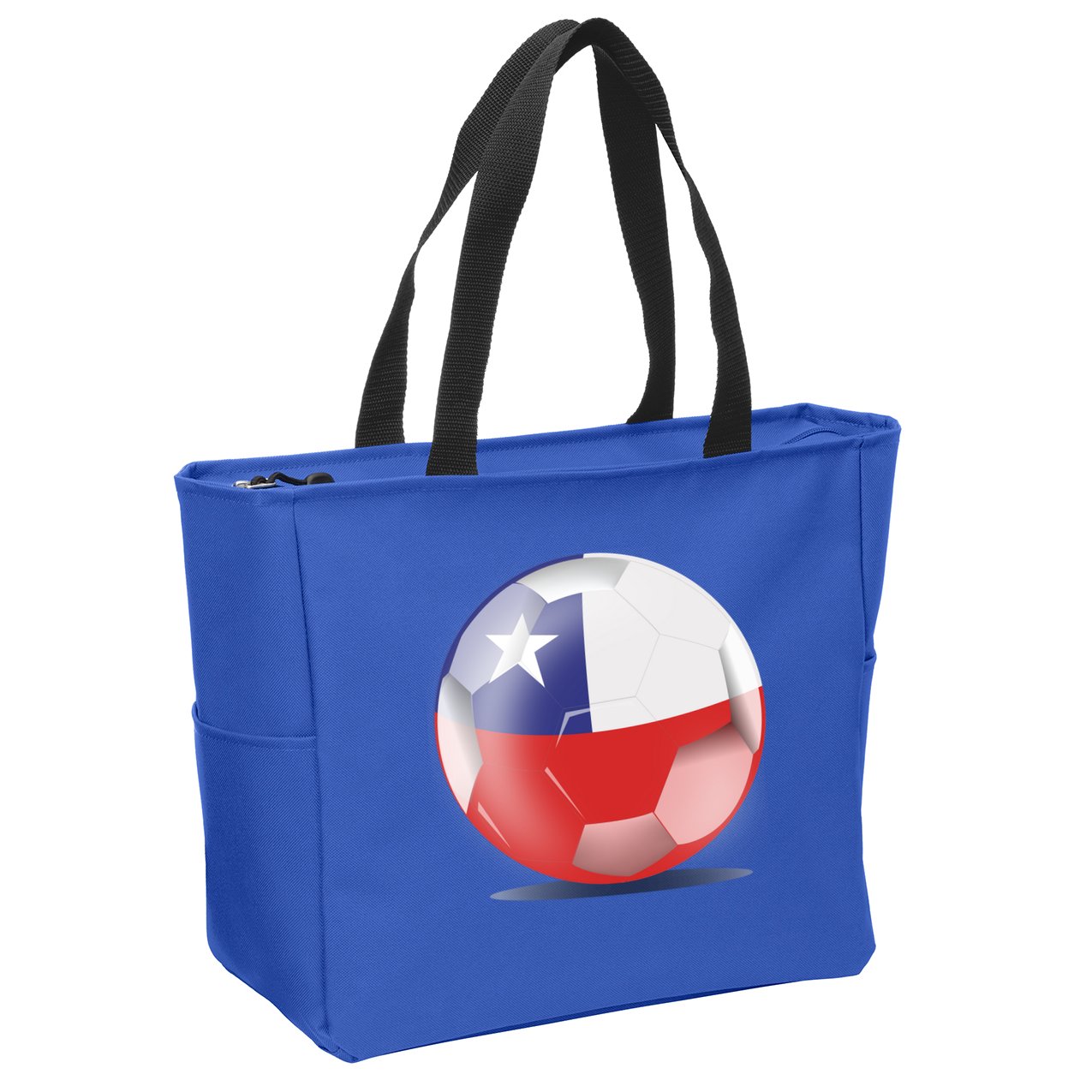 Soccer Ball Country Flag Chile Zip Tote Bag