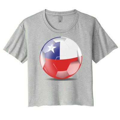 Soccer Ball Country Flag Chile Women's Crop Top Tee