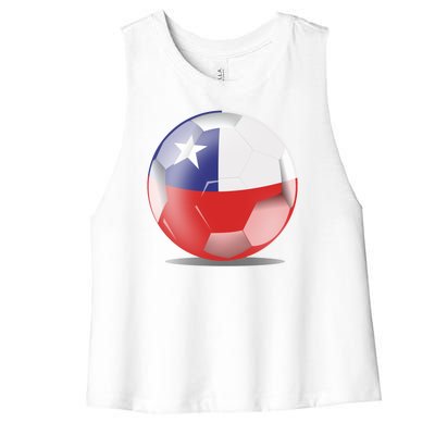 Soccer Ball Country Flag Chile Women's Racerback Cropped Tank