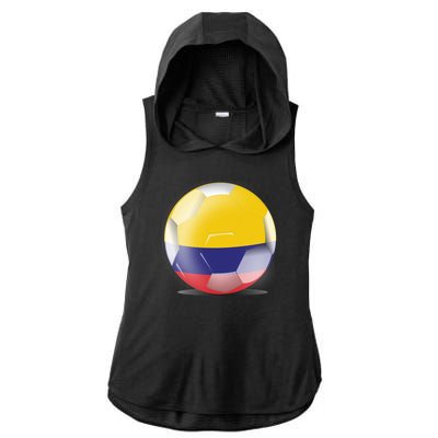 Soccer Ball Country Flag Colombia Ladies PosiCharge Tri-Blend Wicking Draft Hoodie Tank