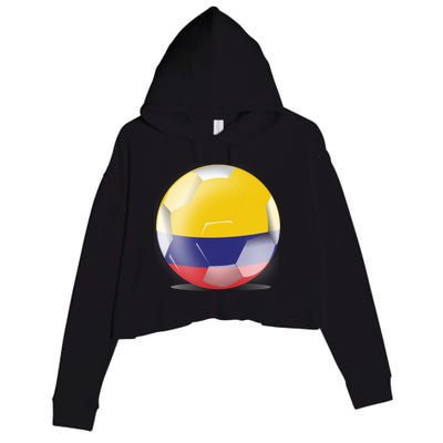 Soccer Ball Country Flag Colombia Crop Fleece Hoodie