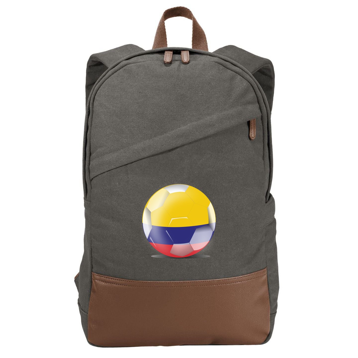 Soccer Ball Country Flag Colombia Cotton Canvas Backpack