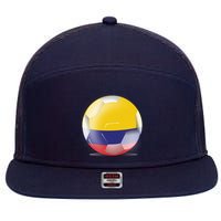 Soccer Ball Country Flag Colombia 7 Panel Mesh Trucker Snapback Hat