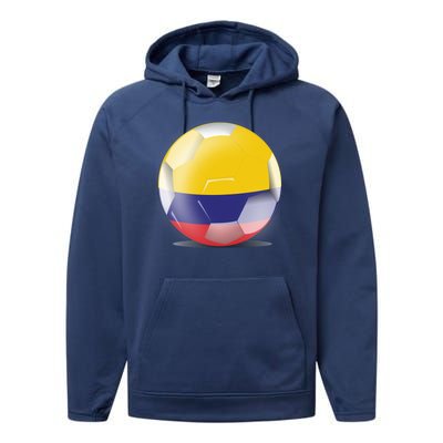 Soccer Ball Country Flag Colombia Performance Fleece Hoodie