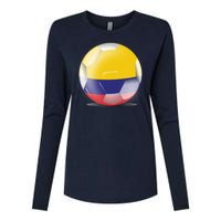 Soccer Ball Country Flag Colombia Womens Cotton Relaxed Long Sleeve T-Shirt