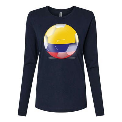 Soccer Ball Country Flag Colombia Womens Cotton Relaxed Long Sleeve T-Shirt