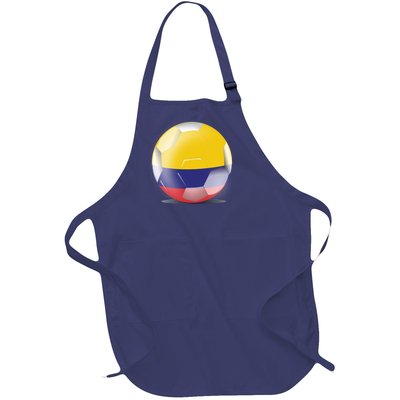 Soccer Ball Country Flag Colombia Full-Length Apron With Pockets