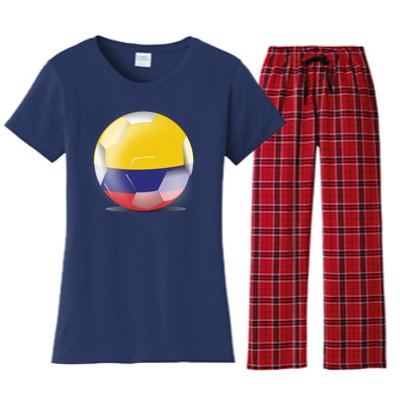 Soccer Ball Country Flag Colombia Women's Flannel Pajama Set