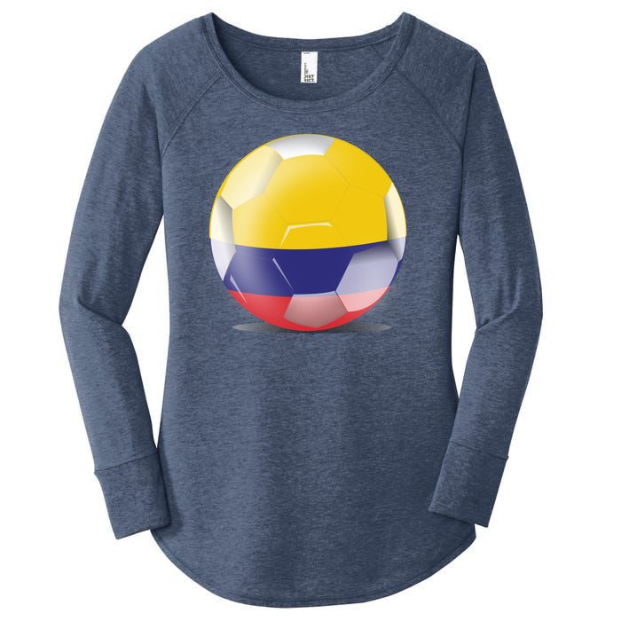 Soccer Ball Country Flag Colombia Women's Perfect Tri Tunic Long Sleeve Shirt