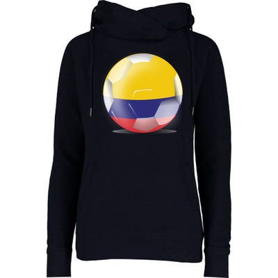 Soccer Ball Country Flag Colombia Womens Funnel Neck Pullover Hood