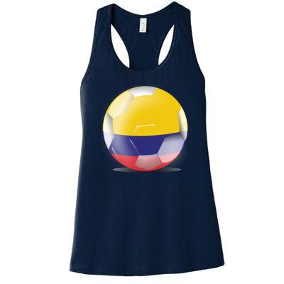 Soccer Ball Country Flag Colombia Women's Racerback Tank