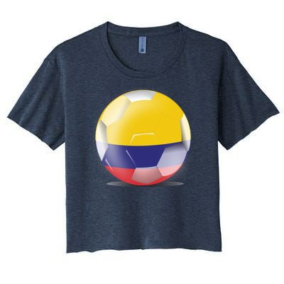 Soccer Ball Country Flag Colombia Women's Crop Top Tee