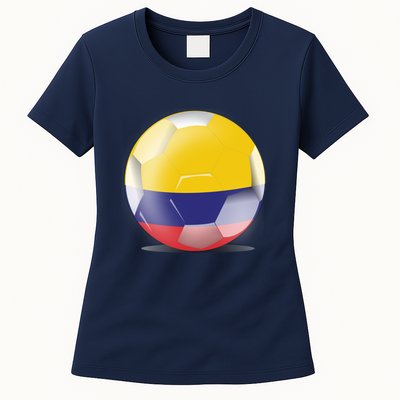 Soccer Ball Country Flag Colombia Womens T-Shirt
