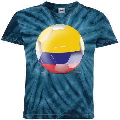 Soccer Ball Country Flag Colombia Kids Tie-Dye T-Shirt