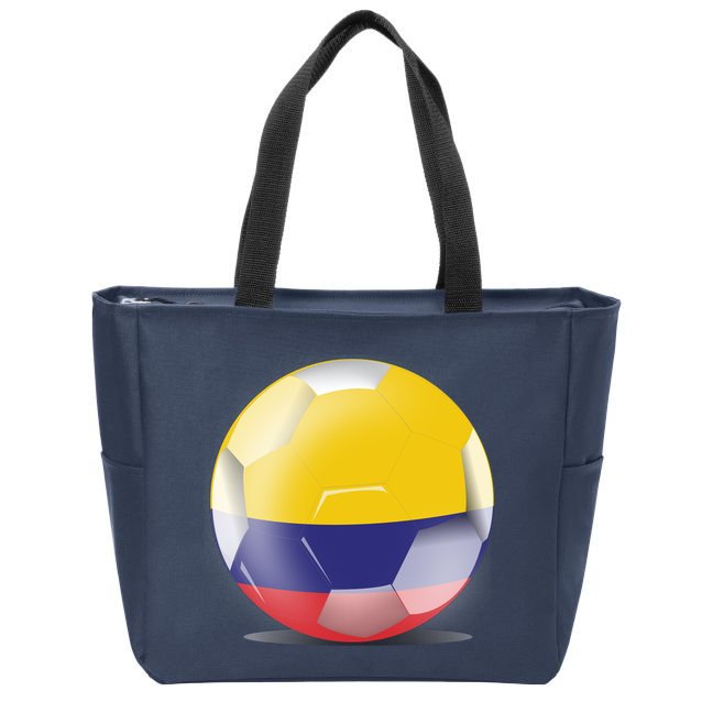 Soccer Ball Country Flag Colombia Zip Tote Bag