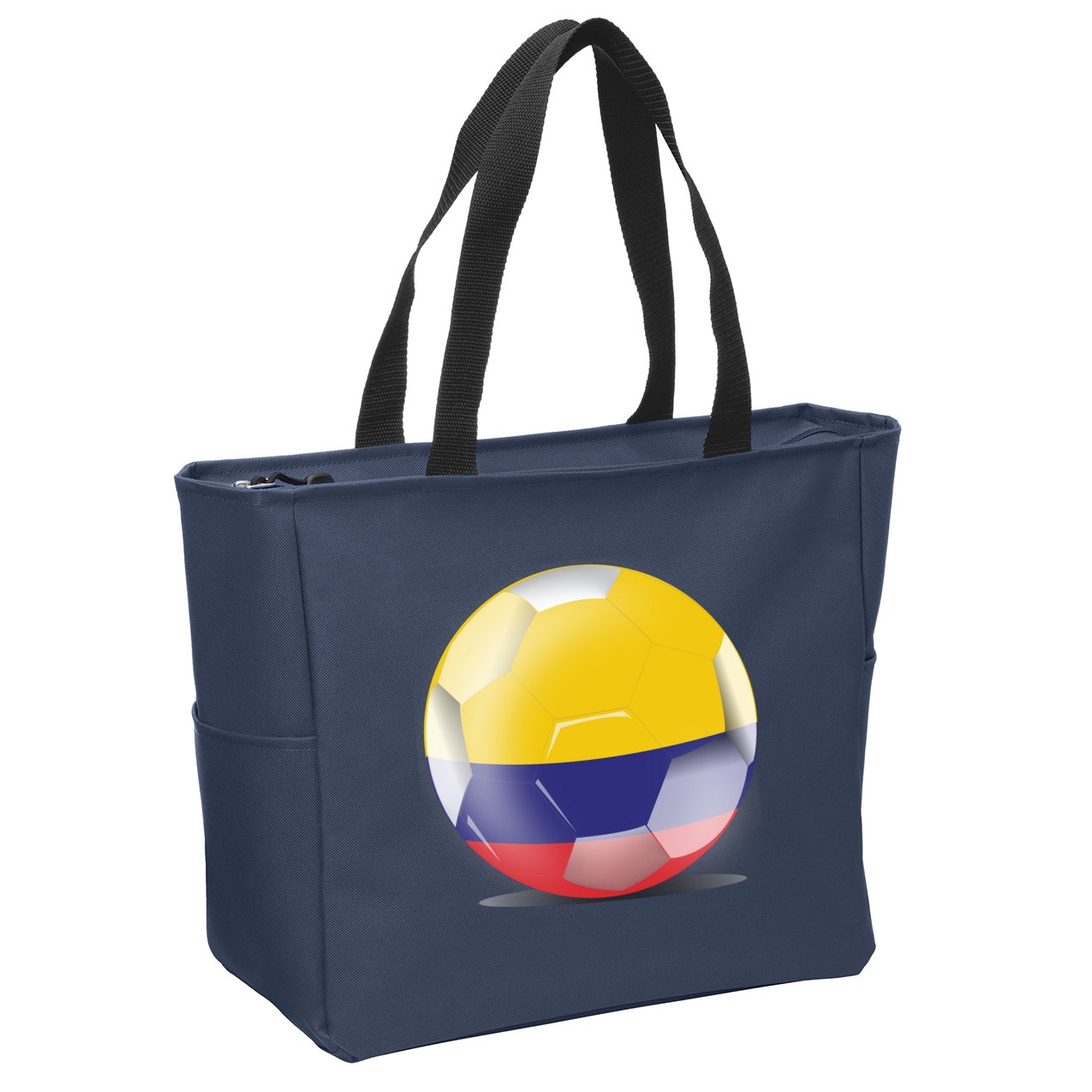 Soccer Ball Country Flag Colombia Zip Tote Bag