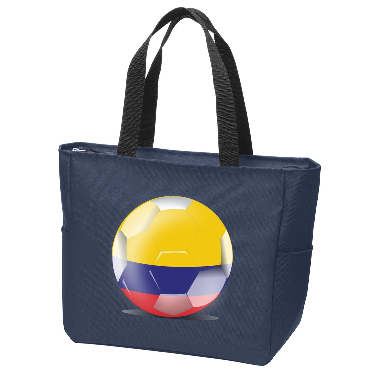 Soccer Ball Country Flag Colombia Zip Tote Bag