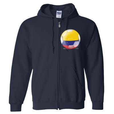 Soccer Ball Country Flag Colombia Full Zip Hoodie