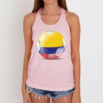 Soccer Ball Country Flag Colombia Women's Knotted Racerback Tank