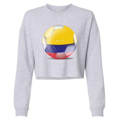 Soccer Ball Country Flag Colombia Cropped Pullover Crew