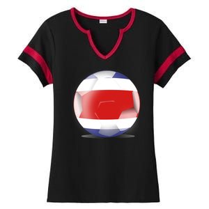 Soccer Ball Country Flag Costa Rica Ladies Halftime Notch Neck Tee