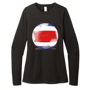 Soccer Ball Country Flag Costa Rica Womens CVC Long Sleeve Shirt