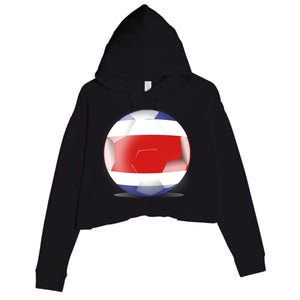 Soccer Ball Country Flag Costa Rica Crop Fleece Hoodie