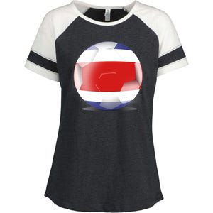 Soccer Ball Country Flag Costa Rica Enza Ladies Jersey Colorblock Tee