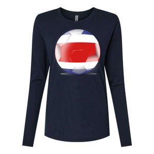 Soccer Ball Country Flag Costa Rica Womens Cotton Relaxed Long Sleeve T-Shirt