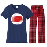 Soccer Ball Country Flag Costa Rica Women's Flannel Pajama Set