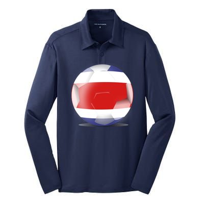 Soccer Ball Country Flag Costa Rica Silk Touch Performance Long Sleeve Polo