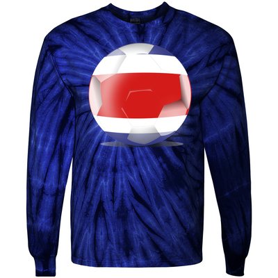 Soccer Ball Country Flag Costa Rica Tie-Dye Long Sleeve Shirt