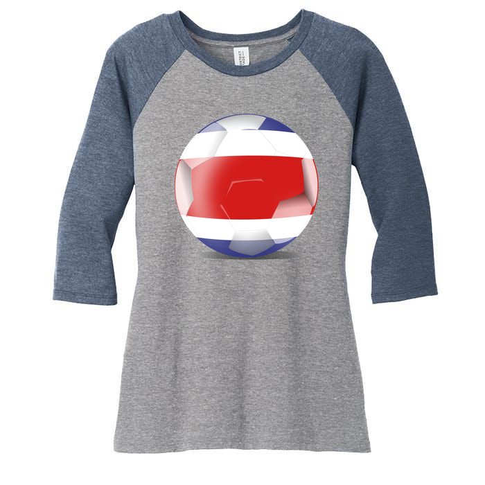 Soccer Ball Country Flag Costa Rica Women's Tri-Blend 3/4-Sleeve Raglan Shirt