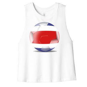 Soccer Ball Country Flag Costa Rica Women's Racerback Cropped Tank