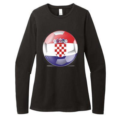 Soccer Ball Country Flag Croatia Womens CVC Long Sleeve Shirt