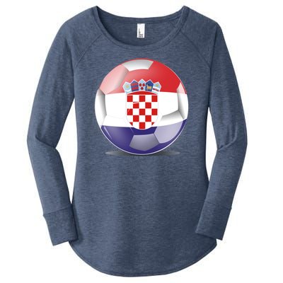 Soccer Ball Country Flag Croatia Women's Perfect Tri Tunic Long Sleeve Shirt