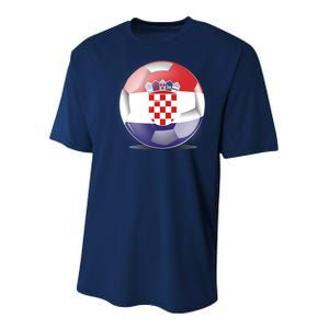 Soccer Ball Country Flag Croatia Youth Performance Sprint T-Shirt