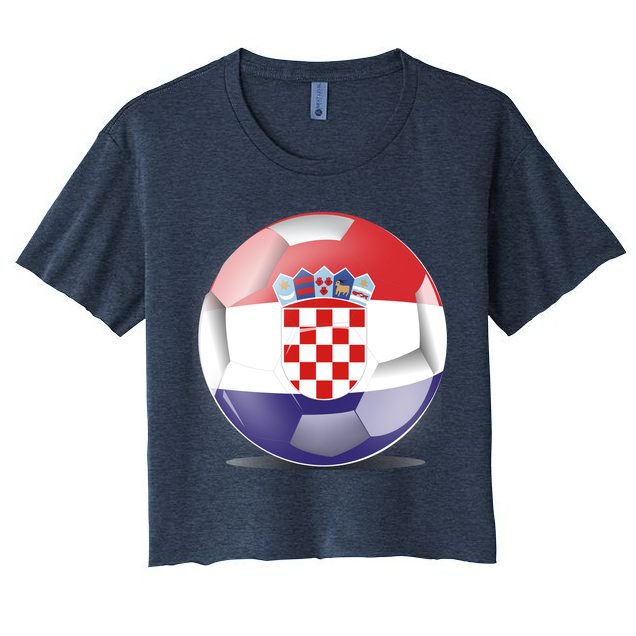 Soccer Ball Country Flag Croatia Crop Top