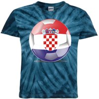 Soccer Ball Country Flag Croatia Kids Tie-Dye T-Shirt